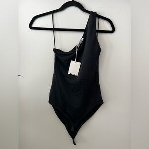 Zara Black One-Shoulder Top Bodysuit